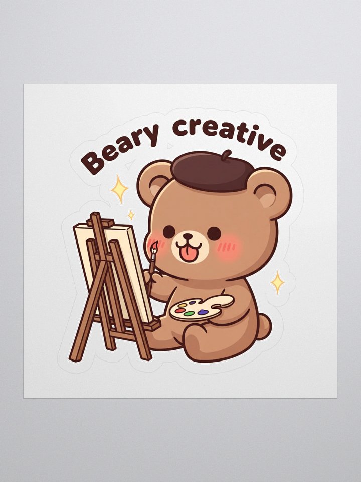 Bear in Artist Mode Kiss Cut Sticker product image (1)