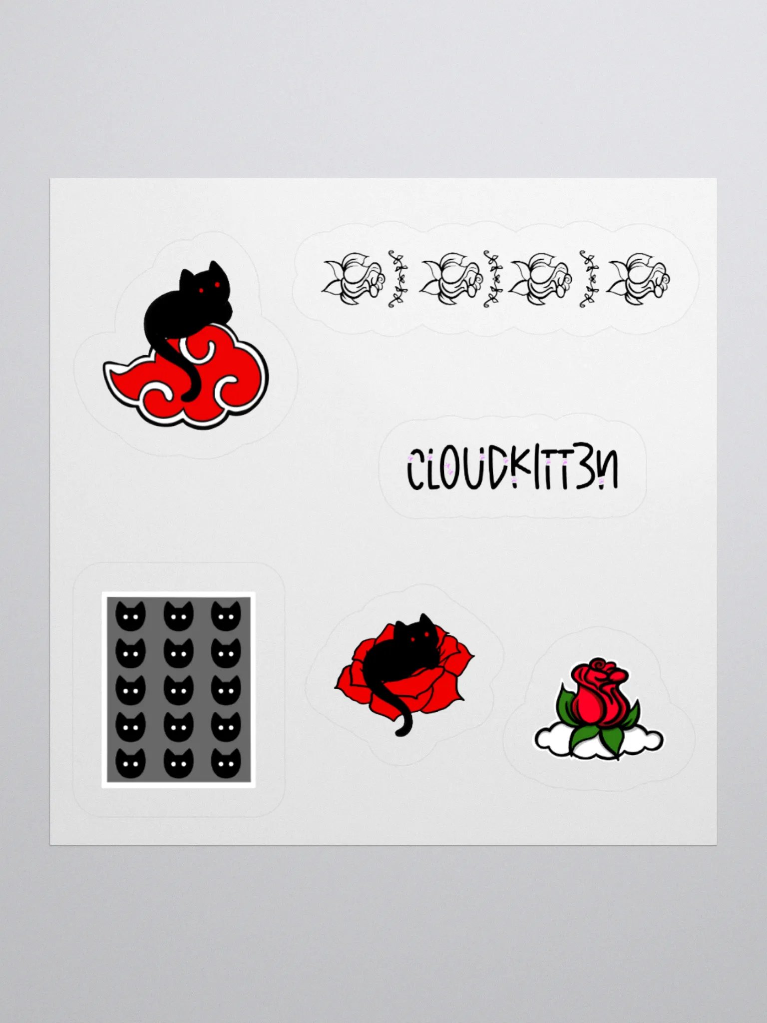 Kitten & Rose Sticker Sheet product image (1)