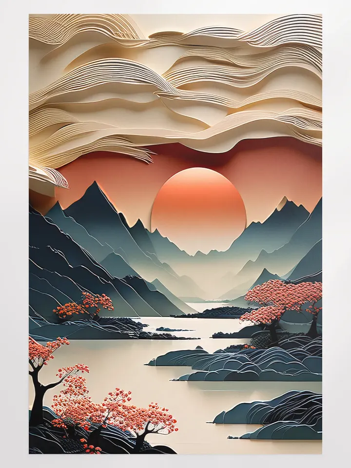 Japandi Art Sunset Poster - Large 24x36 Inches product image (1)