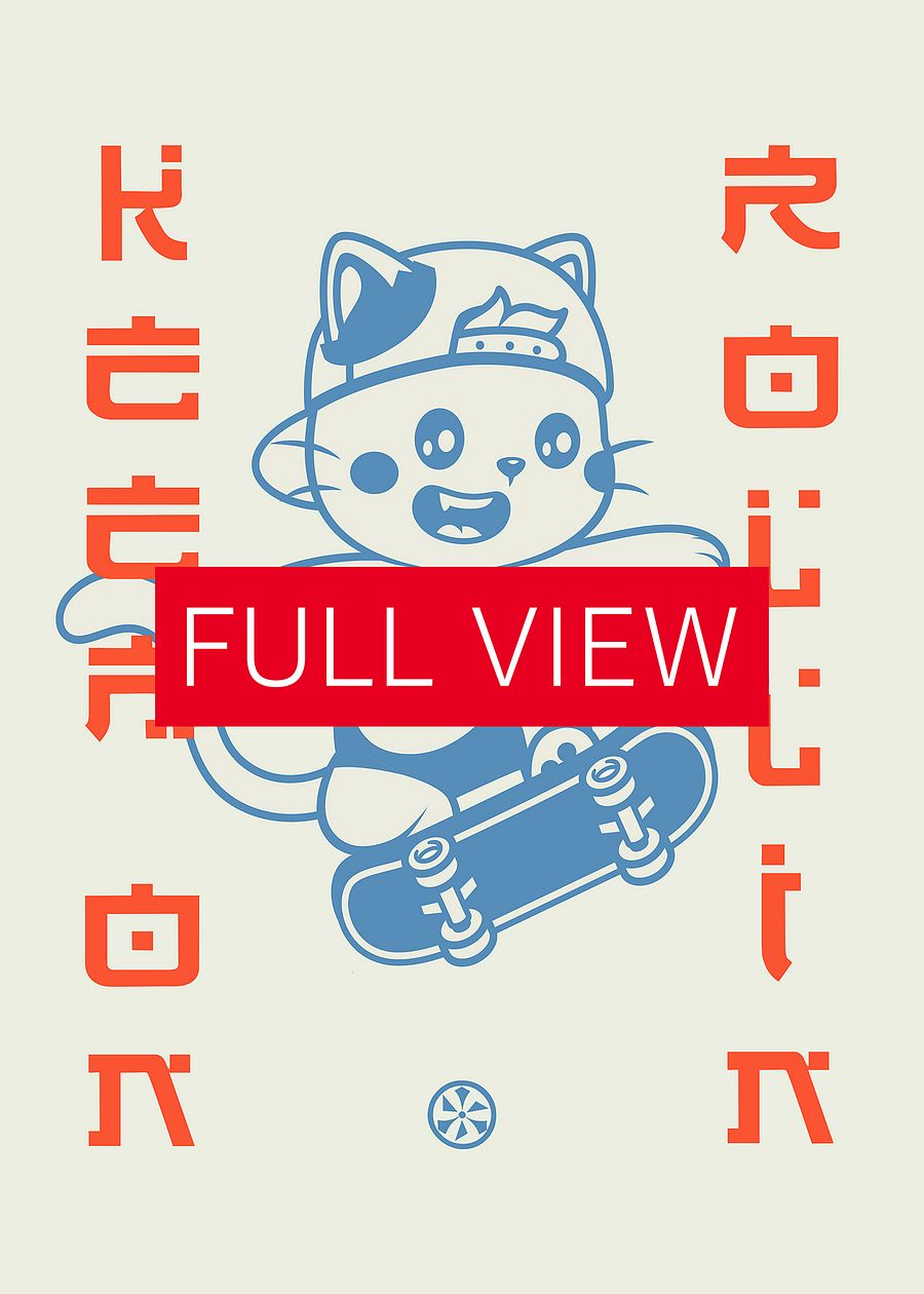 Anime poster: Keep on rollin/ Cat Skater — vaporwave poster, sport poster, manga art print, Japanese space wall art, Japan poster, 80s print product image (3)
