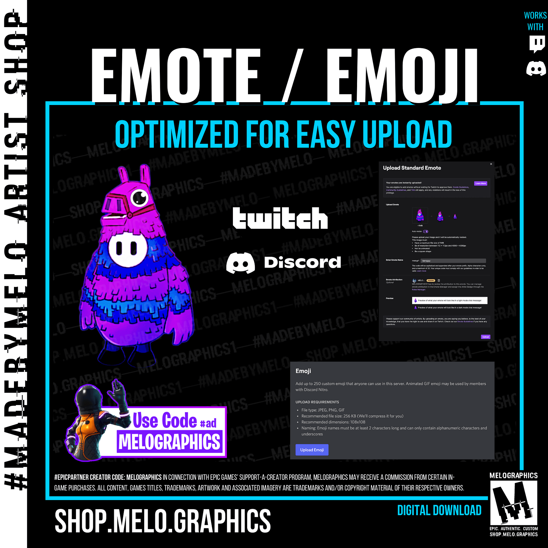 Llama Bean - Twitch Emote / Discord Emoji | #MadeByMELO product image (2)