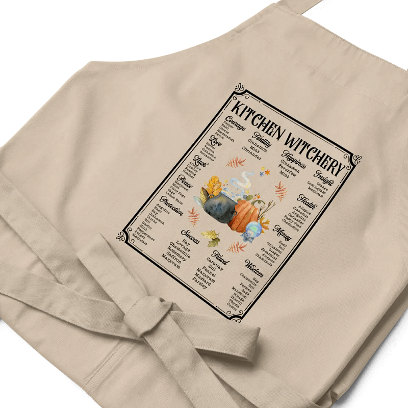 Kitchen Witchery Spell & Potion Ingredients APRON - Witchy, Kitchen Witch, Magic Kitchen Gift