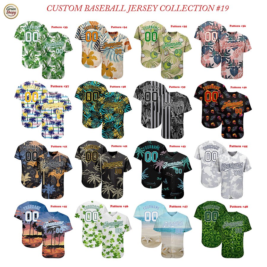 Authentic Baseball Jersey, Custom Baseball Jersey, Personalized Sport Jersey, Hawaiian Multi Colorful, Summer Palm Coconut Sea product image (3)