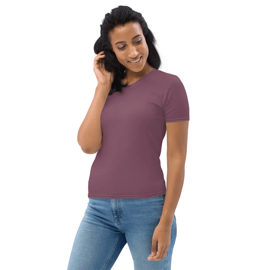 Plain Deep Purplish Red Soft Summer Women's Crewneck Polyester Heavyweight Premium T-Shirt by Treasure Pie product image (6)