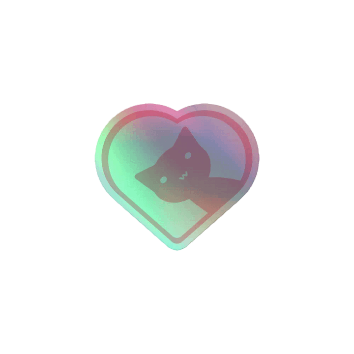 Cute Cat in Heart Holographic Sticker product image (1)