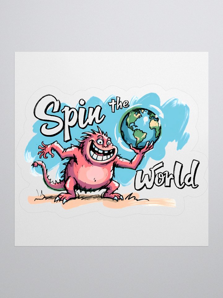 Playful Monster Spins the World: Cartoon Fun Sticker product image (1)