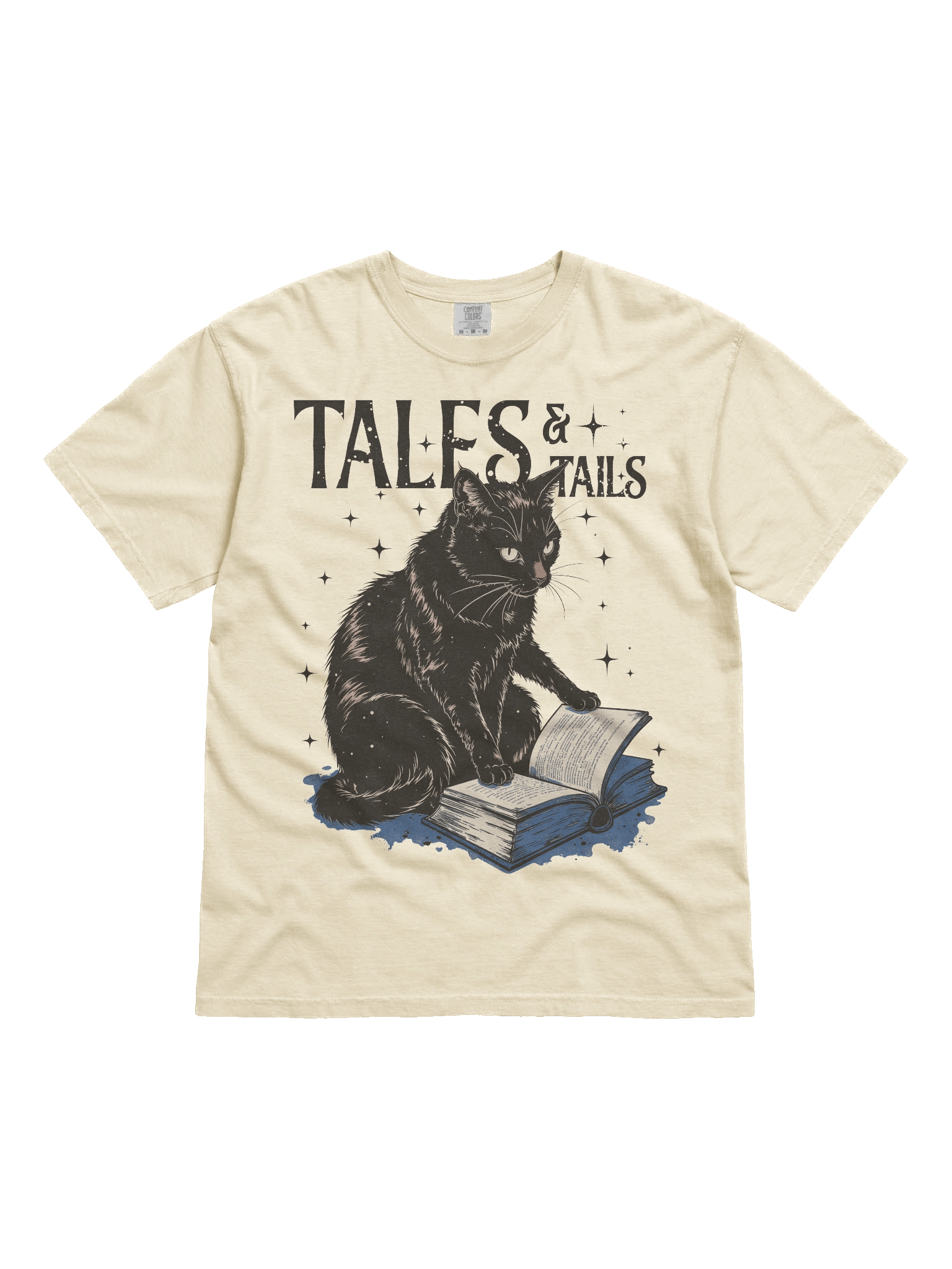 The "Tales & Tails" Book Cat Heavy Weight T-shirt product image (2)