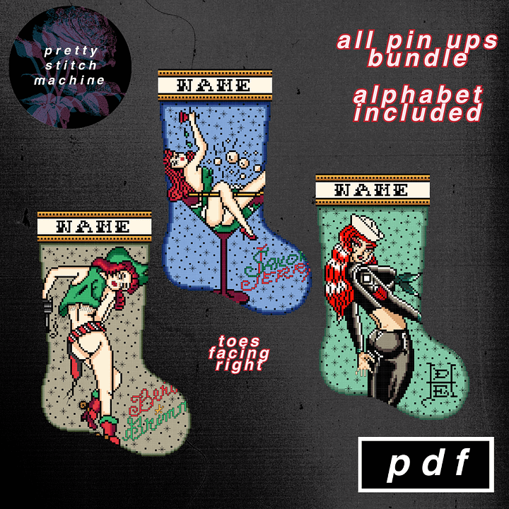 Traditional Tattoo Pin Up Girl Right-Facing Christmas Stocking Pattern Bundle product image (1)