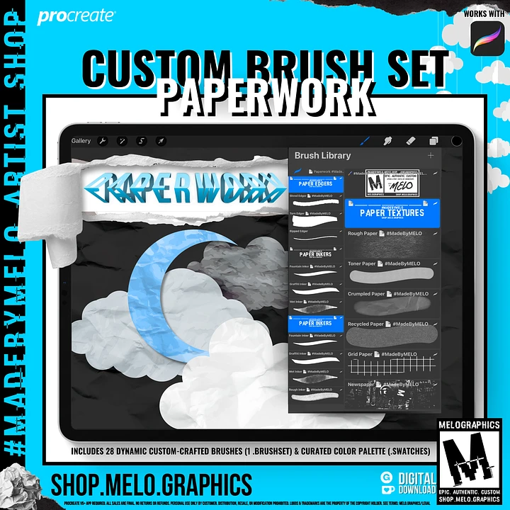 Paperwork Procreate Brush Set + Color Palette Bundle | #MadeByMELO product image (1)