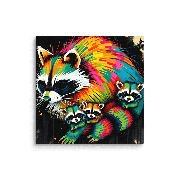Rainbow Raccoon Family Canvas Print product image (11)