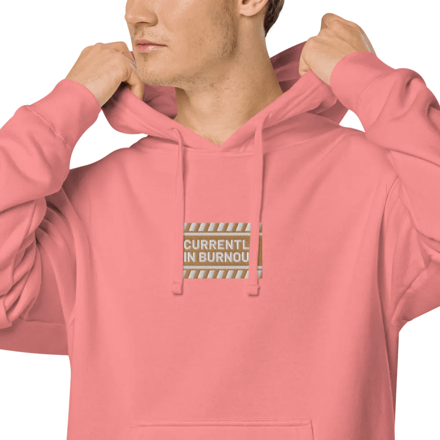 CURRENTLY IN BURNOUT embroidered pigment hoodie (brown design) product image (5)