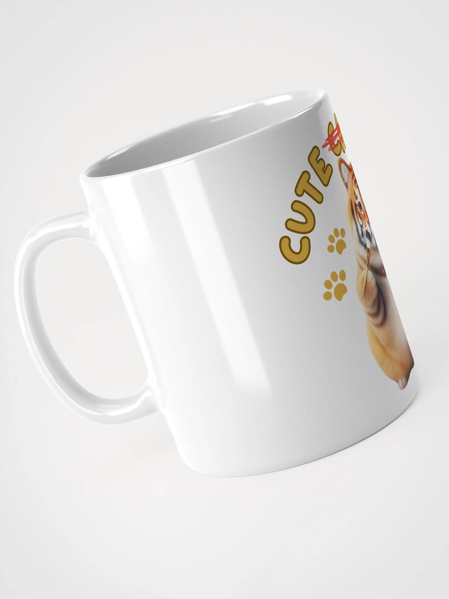 'Cute Not Cat But Tiger' White Glossy Mug🐱🐯😄 product image (2)