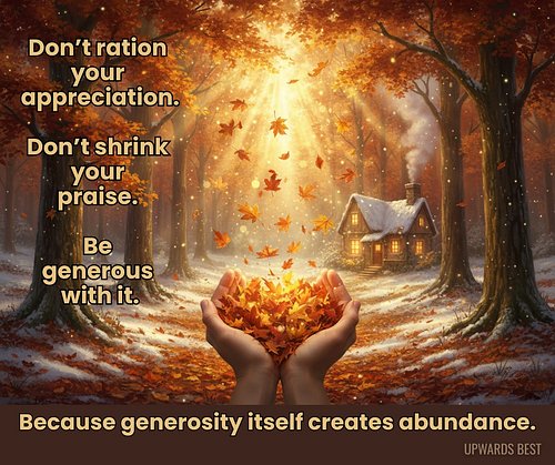 Praise creates warmth.
Warmth creates connection.
Connection creates opportunity.
Opportunity creates abundance.

Sometimes t...