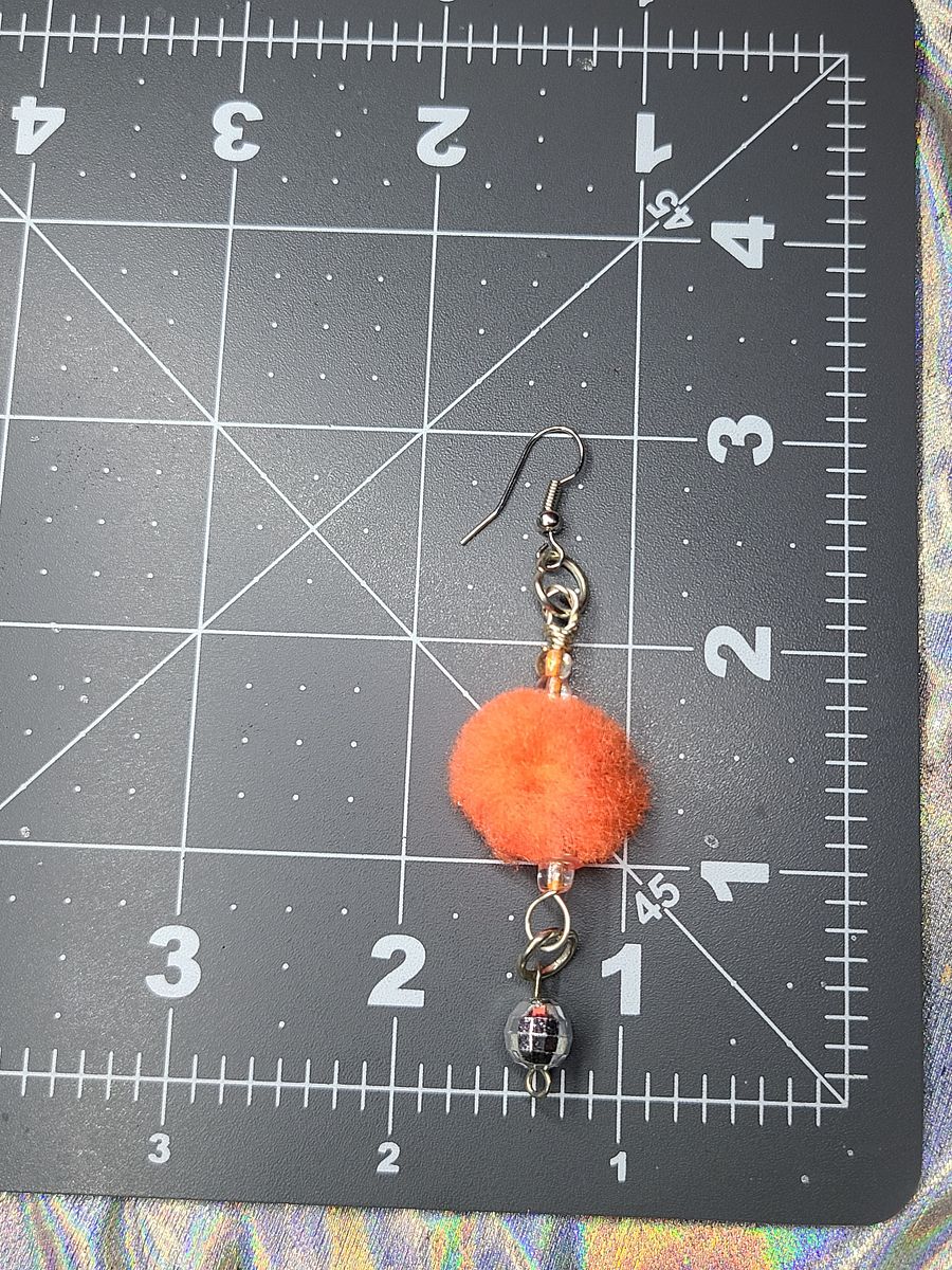 Orange Pom-Pom Disco wire wrapped Earrings product image (3)