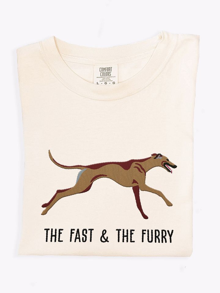 The Fast & The Furry T-Shirt(Embroidered) of a Greyhound product image (1)