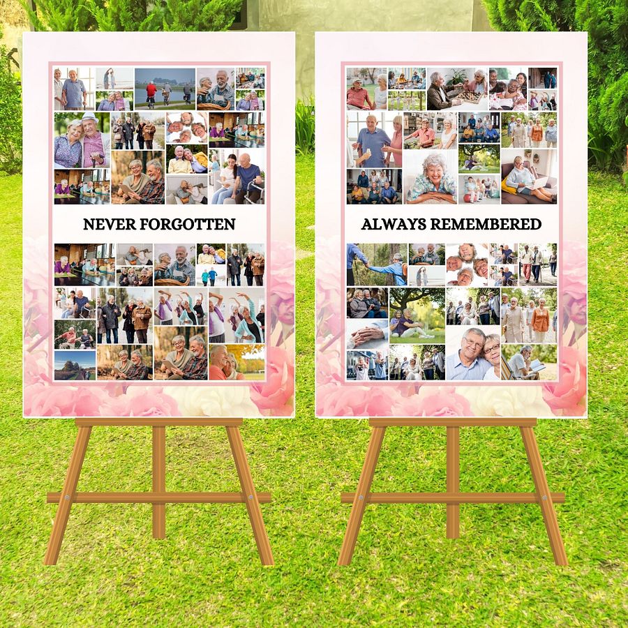 Rose Garden Funeral Photo Collage Sign Set Canva Template product image (4)