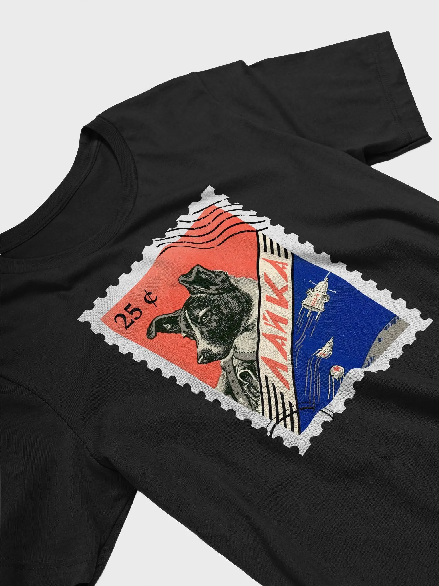 Laika, First space dog, Soviet vintage space — Unisex t-shirt, space t-shirt product image (1)