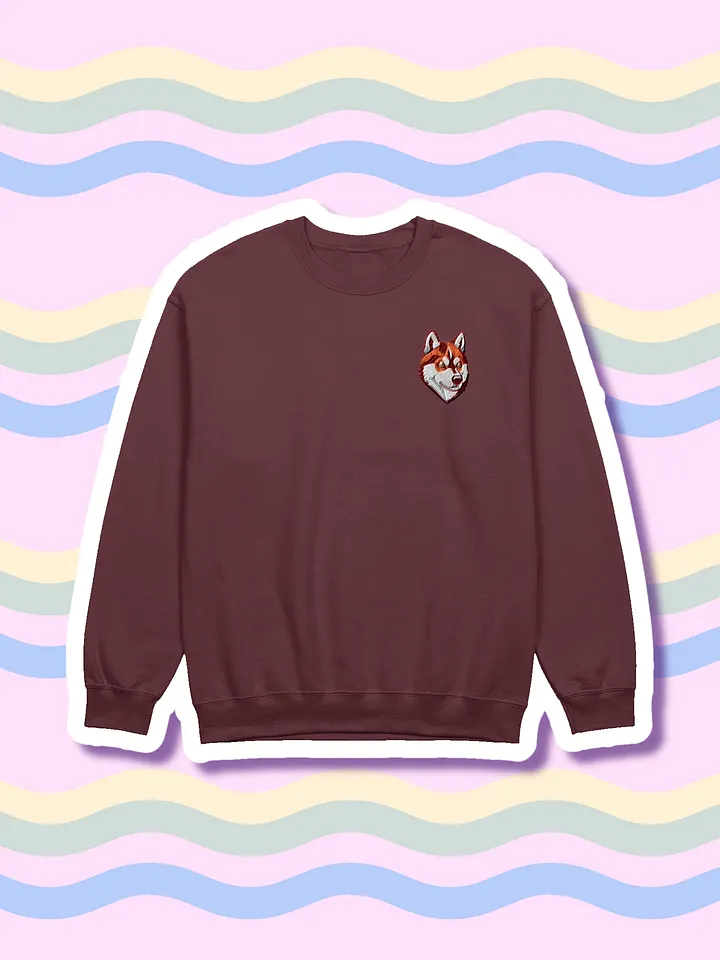Cute Red Siberian Husky Embroidered Graphic Crewneck product image (9)