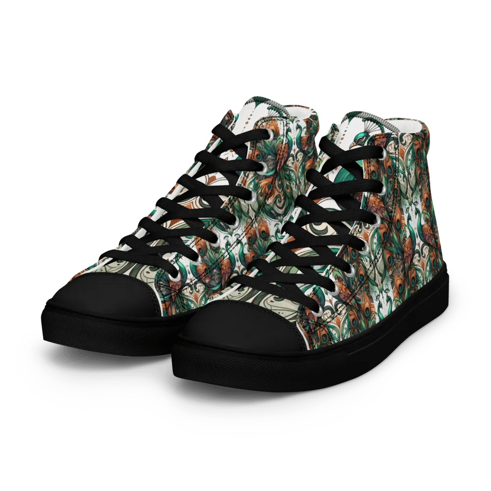 Peacock Feathers Women's High Top Canvas Shoes product image (9)
