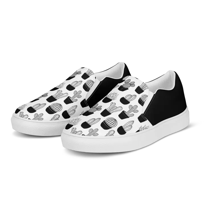Line Art Cacti Pattern Men's Slip-On Canvas Shoes product image (1)