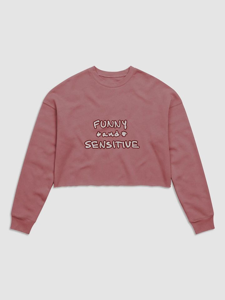 FUNNY *and* SENSITIVE (lined design, #6D1616) women’s fleece crop sweatshirt product image (18)