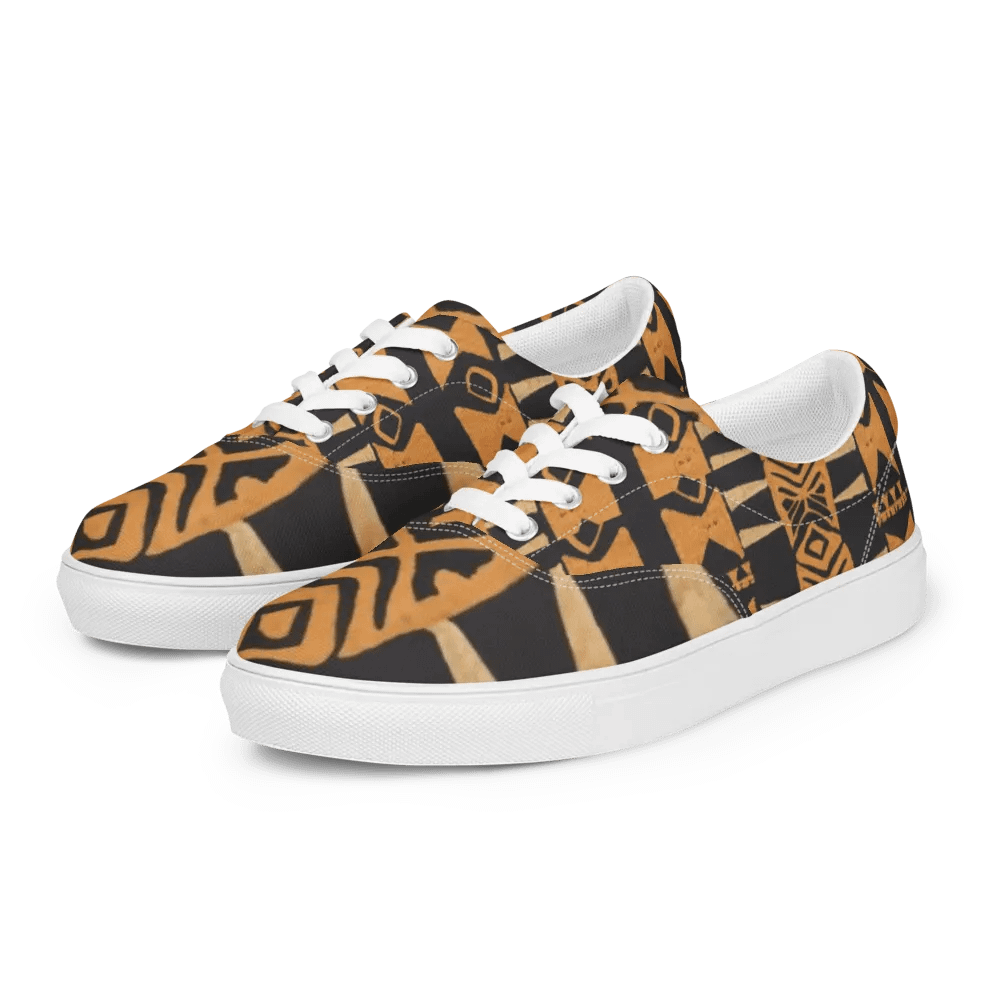 Men's African-Inspired Brown/Black Lace-up Canvas Shoes product image (3)