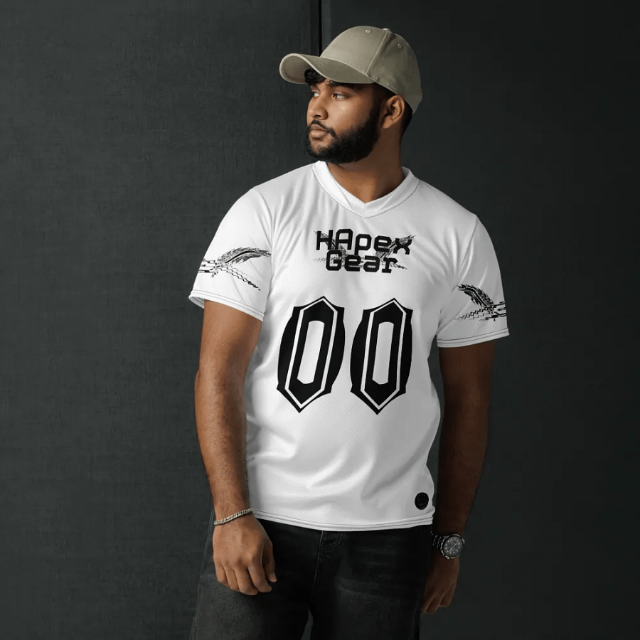 Neffex - White - Recycled Unisex Sports Jersey - Black HApex Gear Black Logo product image (6)