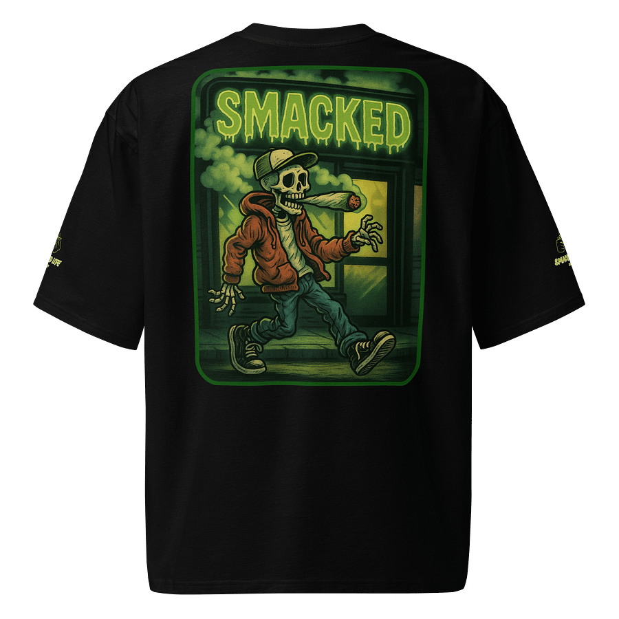 Smacked Streetwalker – Skeleton Smoke Session Oversized T-Shirt product image (3)