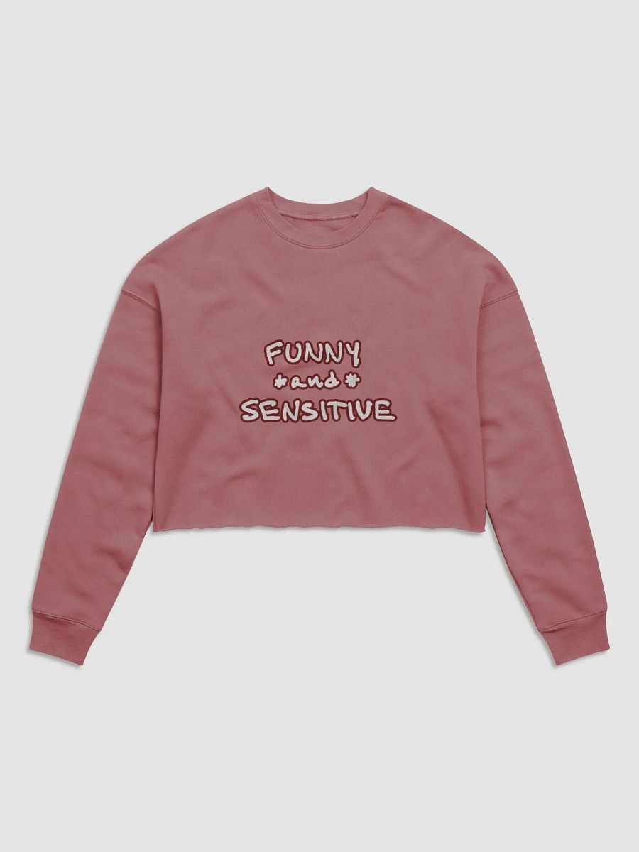 FUNNY *and* SENSITIVE (lined design, #6D1616) women’s fleece crop sweatshirt product image (18)