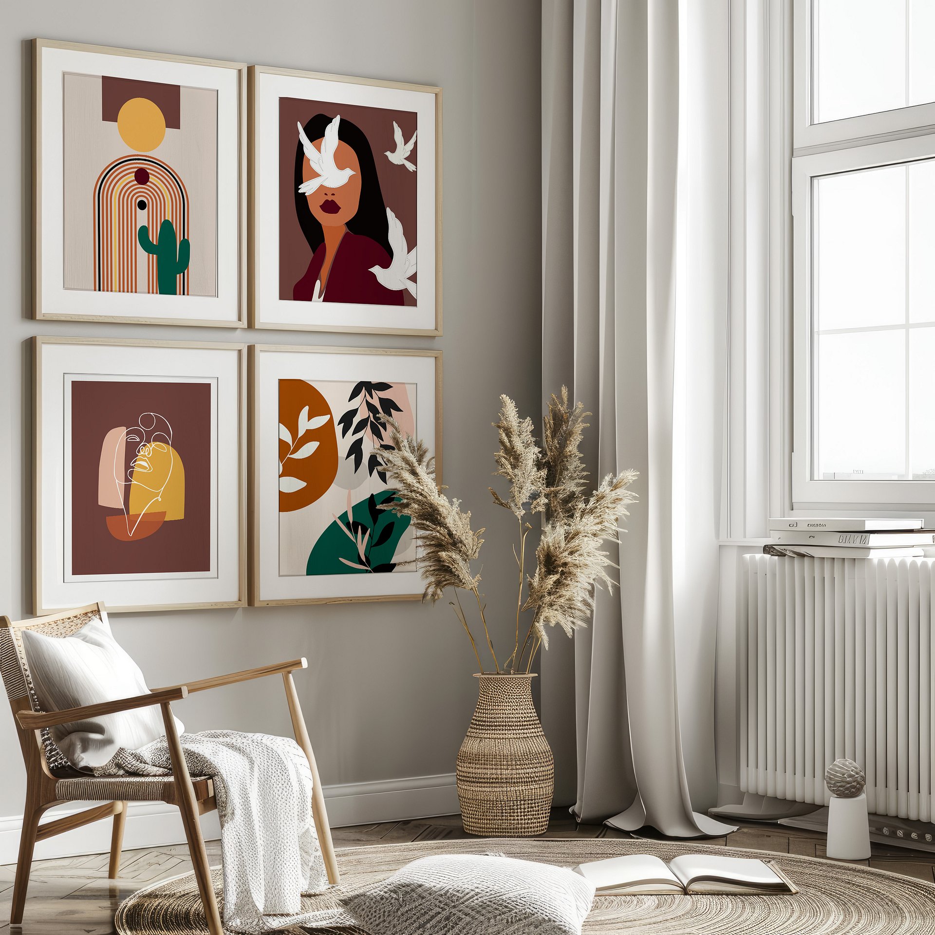 Girl with Birds BOHO Gallery Wall Set of 8 DIGITAL Prints product image (3)