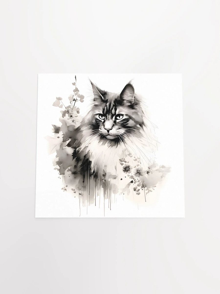 Maine Coon Cat Ink Artistic Floral Print product image (4)
