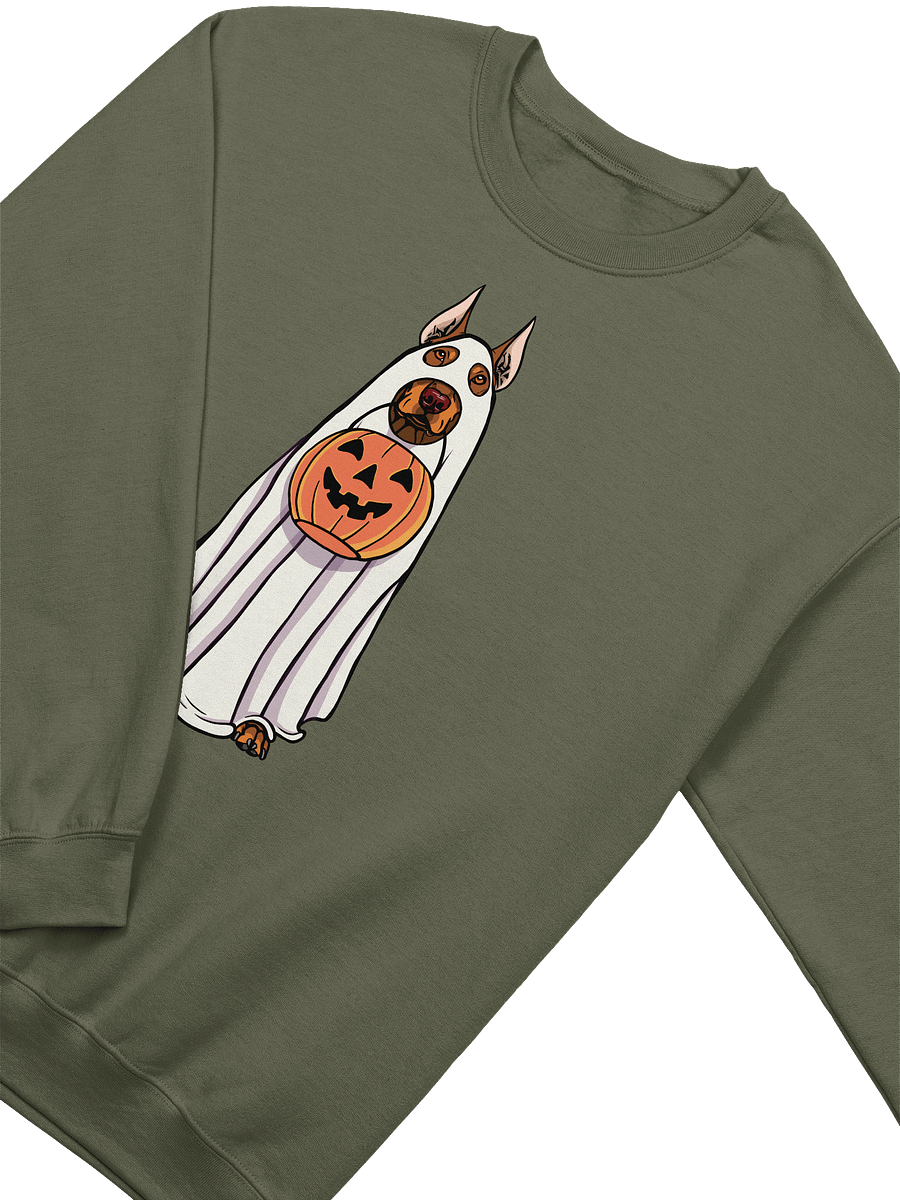 Funny Halloween Doberman(Red) Sweatshirt | Funny Doberman Wearing a Ghost Costume and Holding a Pumpkin Basket product image (18)