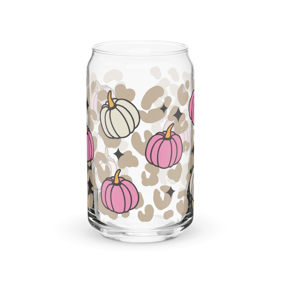 Pink Starry Pumpkin Can Glass, Wood Cover and Metal Straw product image (1)