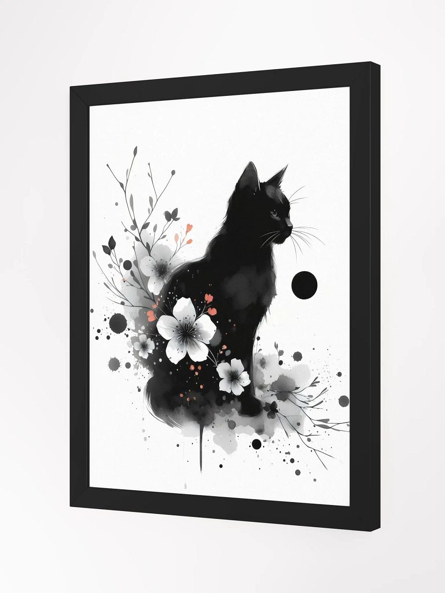 Black Cat Among Flowers, Digital Watercolor - Wall Art product image (3)