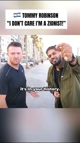 Tal confronts Tommy Robinson in Tel Aviv