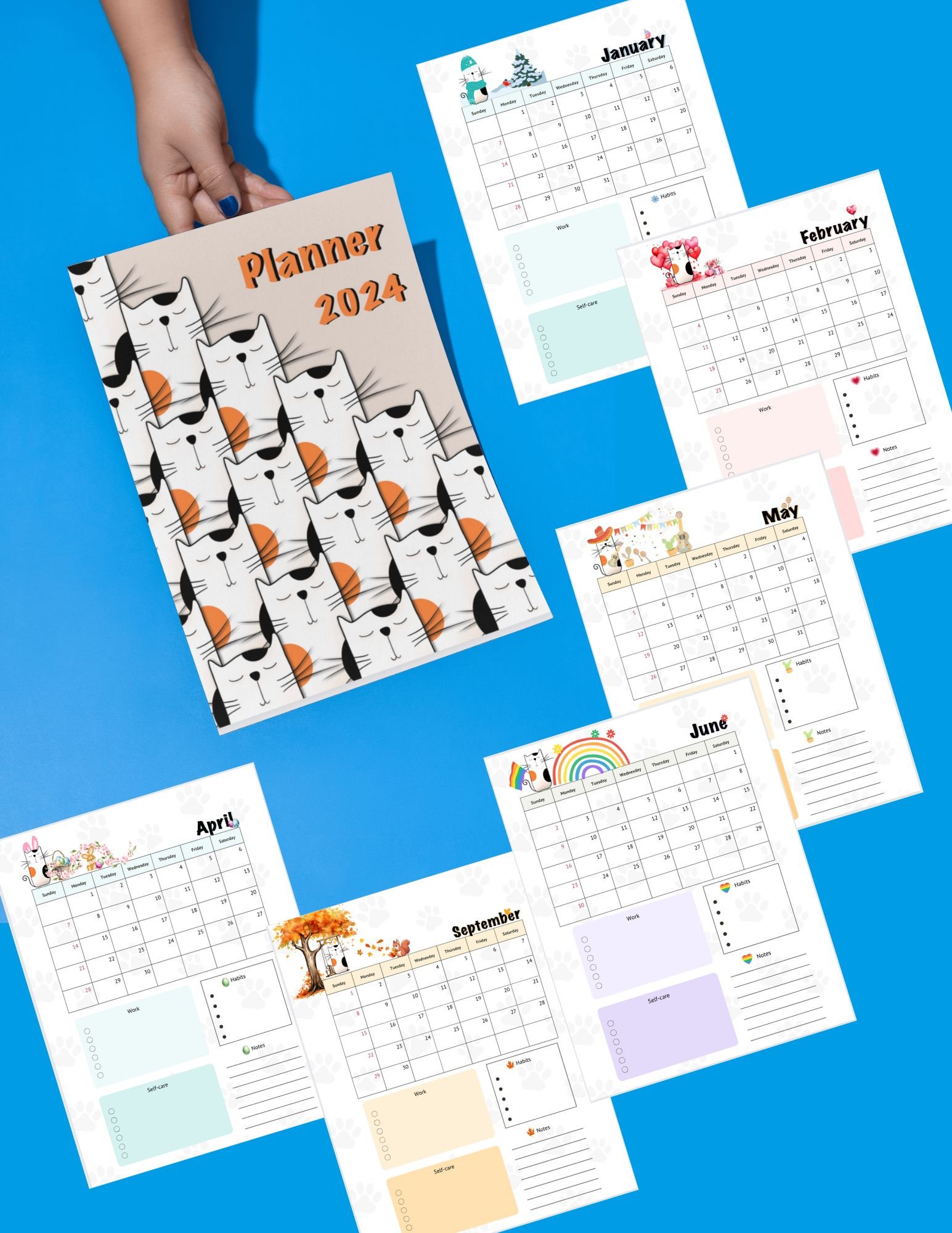 2024 Planner. Printable PDF. Instant download product image (1)