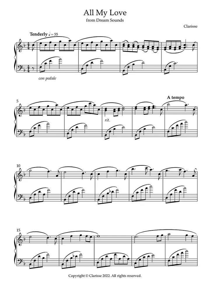 All My Love - Sheet Music product image (1)