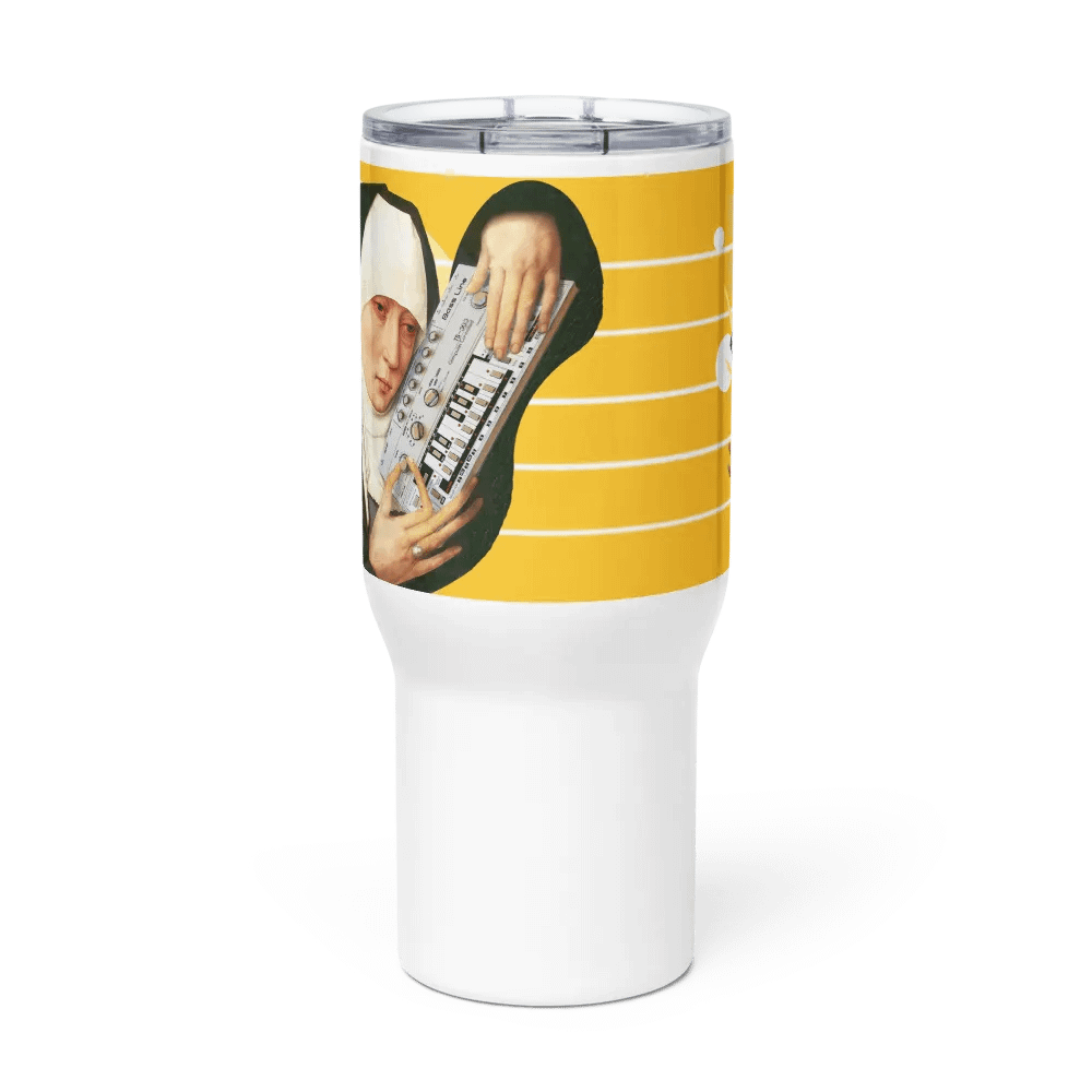 Mater Dolorosa meets Roland TB 303 by Frank Fonik Techno EDM Travel Mug with Handle product image (5)