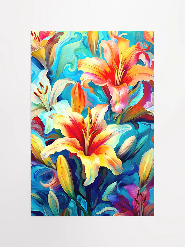 Abstract Lilies in Bloom | Colorful Flowers Modern Art Matte Poster product image (2)