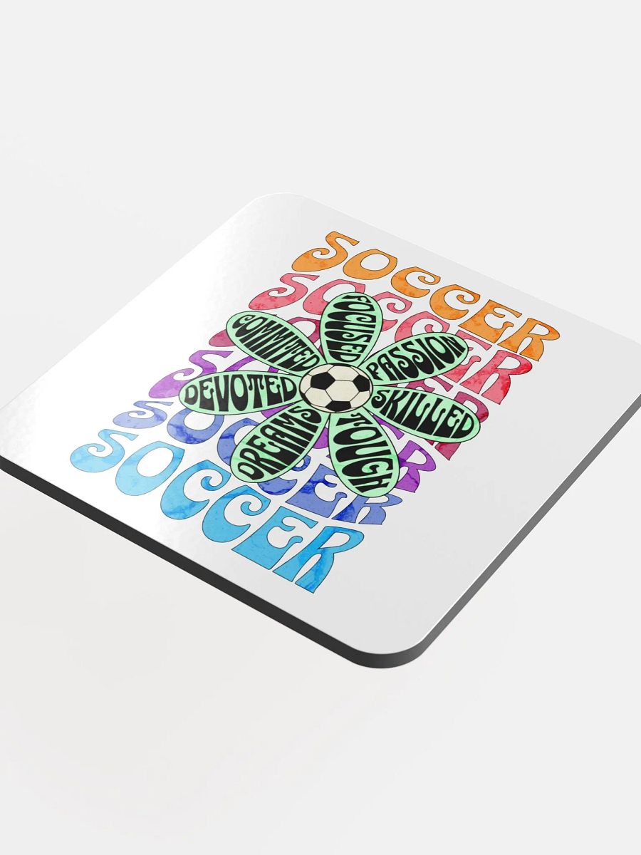 Flower Soccer Motivational Dreams Cork Coaster product image (4)