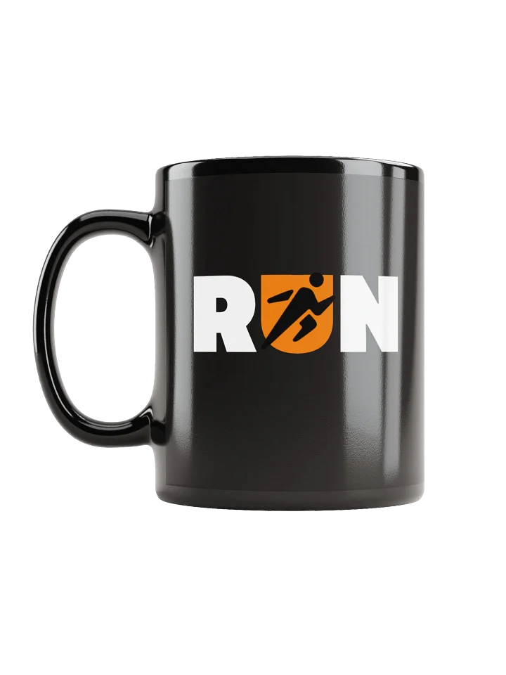 RUN Typography with Athlete Symbol Black Coffee Mug product image (2)