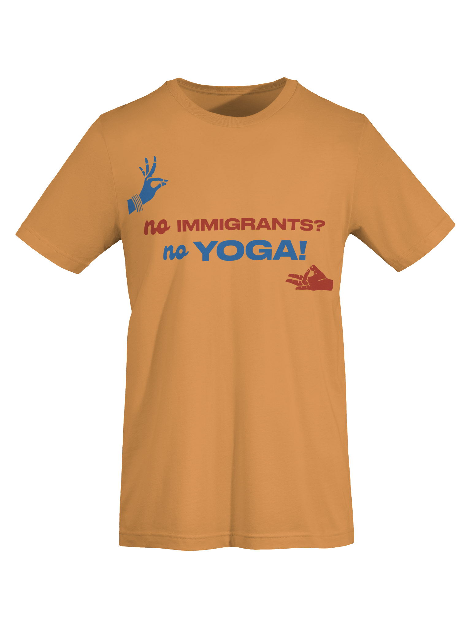 No Immigrants? No Yoga! (Red and Blue Tee) product image (55)