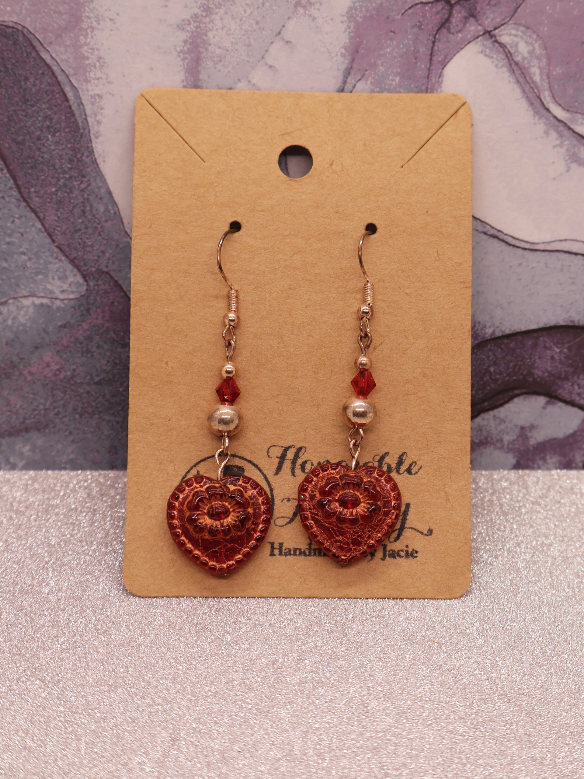 Red Heart Drop Earrings product image (1)