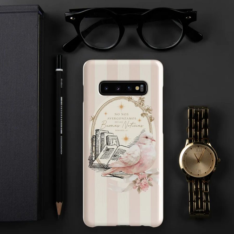 'No Nos Avergonzamos de las Buenas Noticias' Cream/Pink Vintage Dove Samsung® Snap Case product image (8)