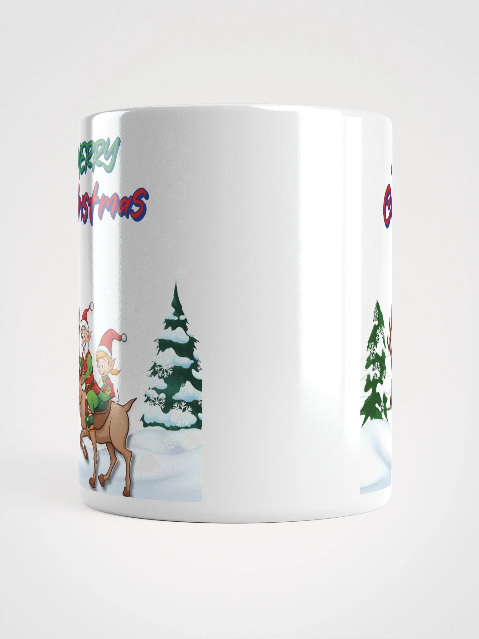 Santa Elves Riding A Reindeer White Mug product image (13)