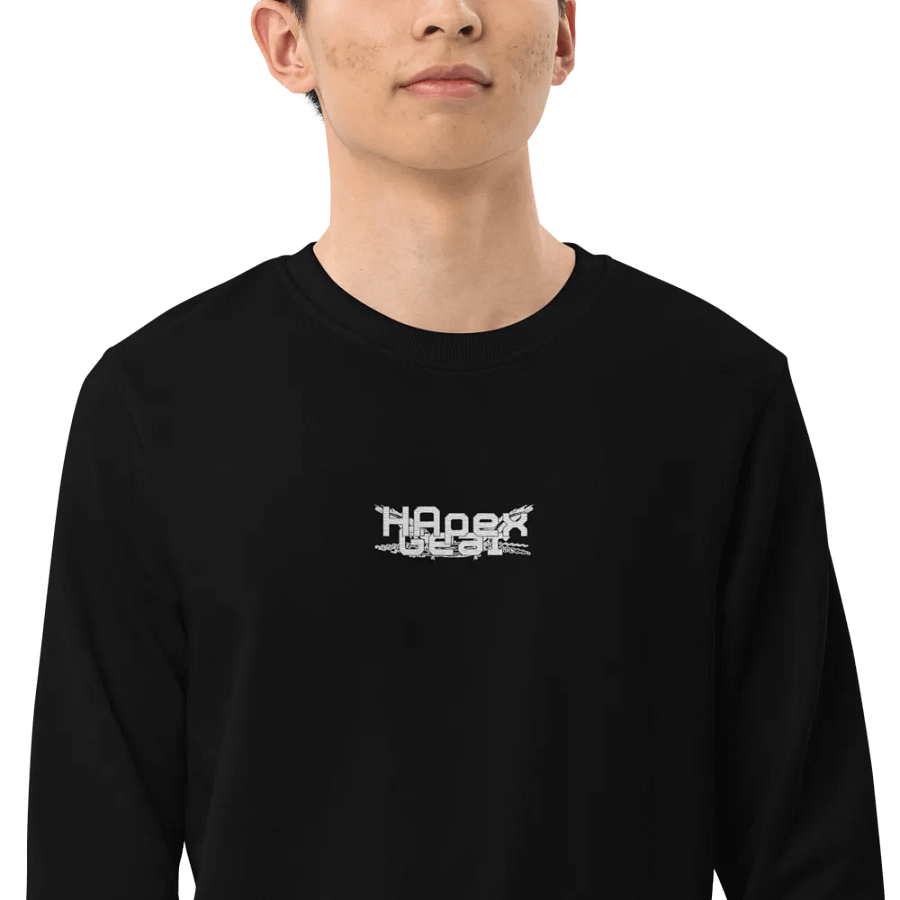 Unisex Organic Sweatshirt - Embroidered - White HApex Gear Black Logo product image (6)