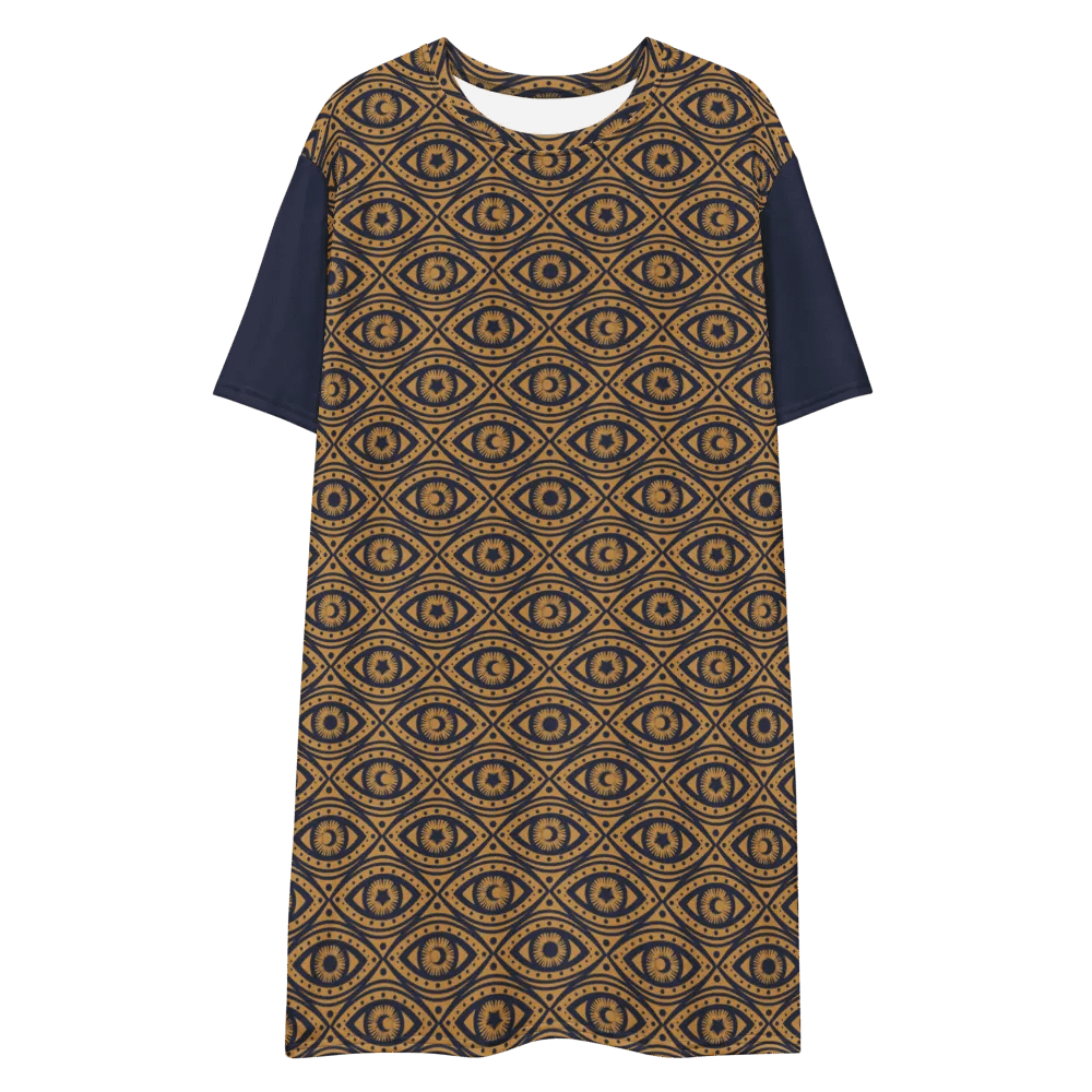 Boho Celestial Eyes Stars & Moons T-Shirt Dress product image (8)