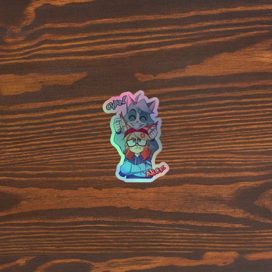 Cyan Teasing Alice's Ears Holographic Sticker product image (3)