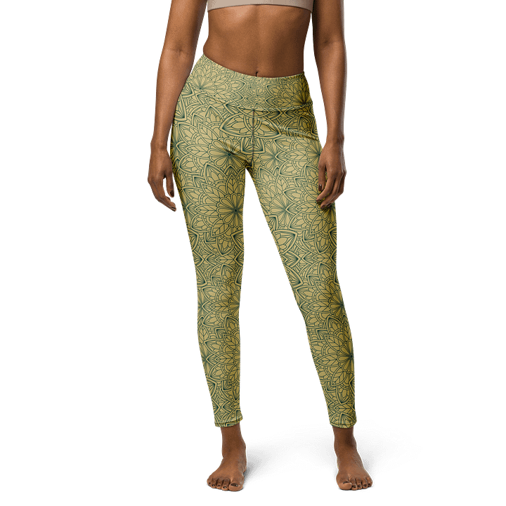 Mandala Bloom Leggings - Golden Leaf & Floral Pattern product image (1)