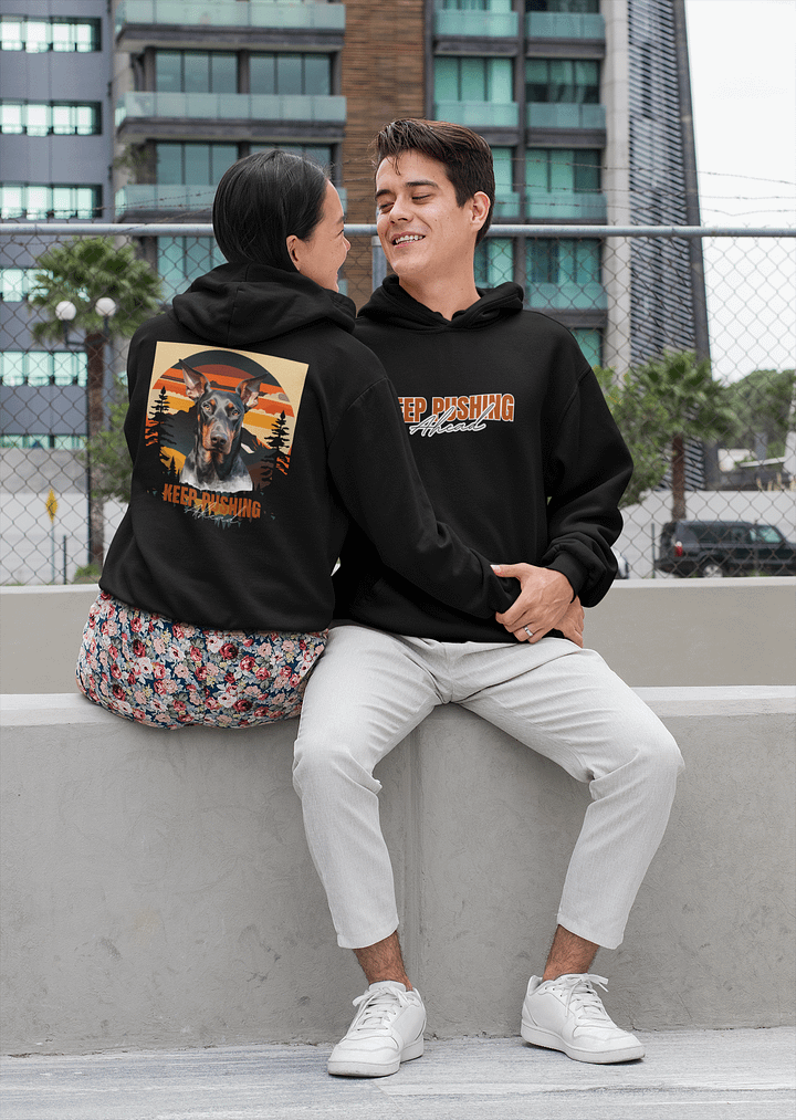 Keep Pushing Ahead Doberman Unisex Premium Hoodie by Cotton Heritage product image (1)